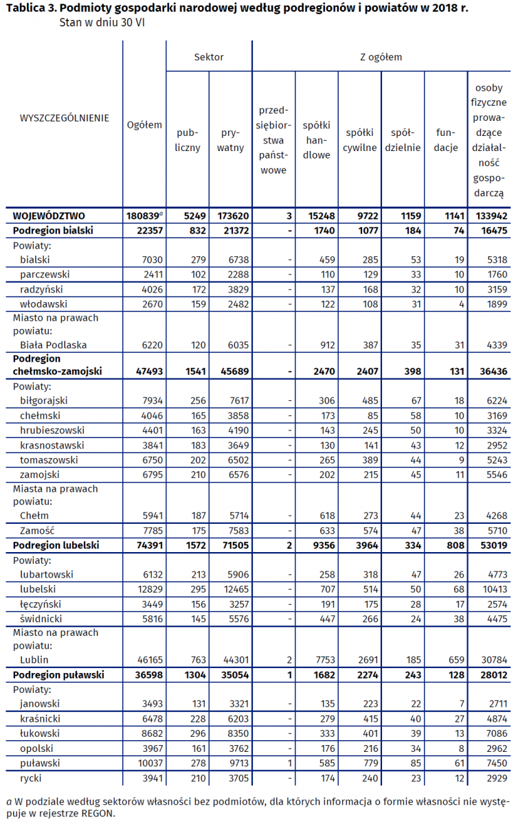 podział podmiotów gospodarki narodowej lubelskie 2018